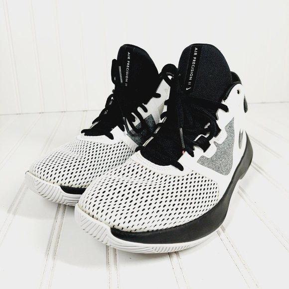 Nike Precision II Basketball Black and White Lace Up Athletic Running Shoes I302 - Picture 2 of 11